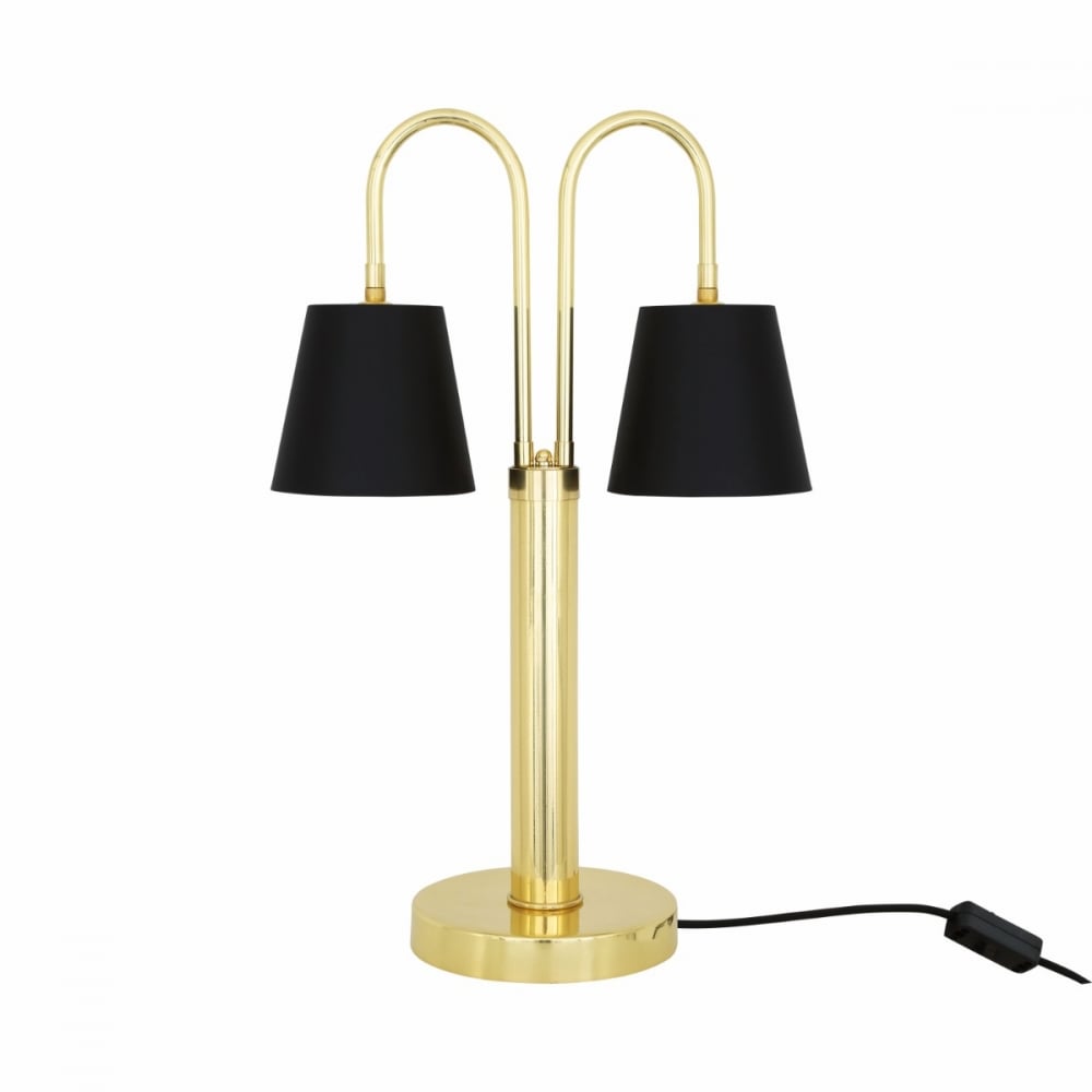 Elegant Uppsala Twin Arm Table Lamp in Antique Brass
