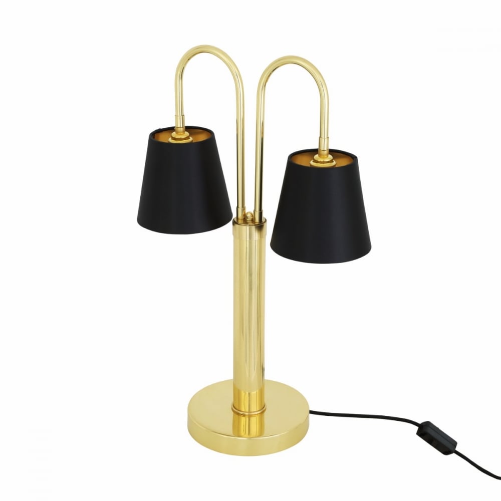 Elegant Uppsala Twin Arm Table Lamp in Antique Brass