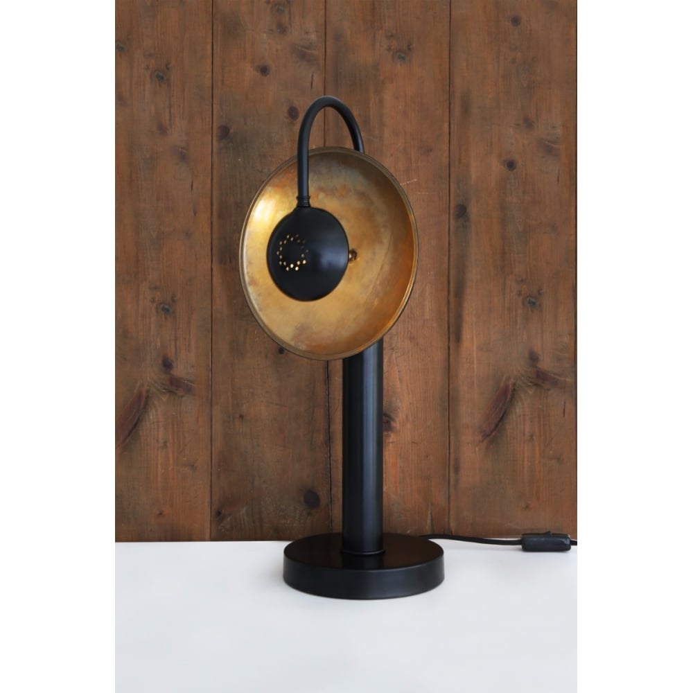 Matte Black & Antique Brass Orebro Industrial Table Lamp