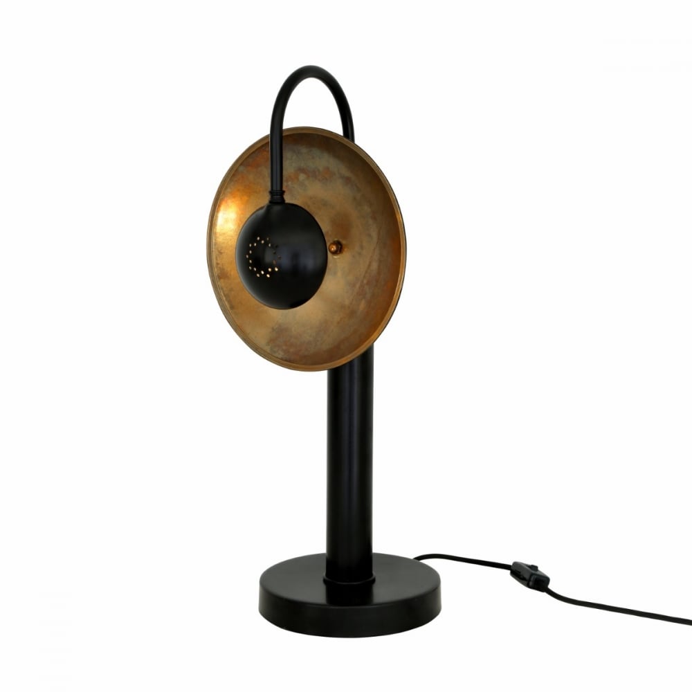 Matte Black & Antique Brass Orebro Industrial Table Lamp