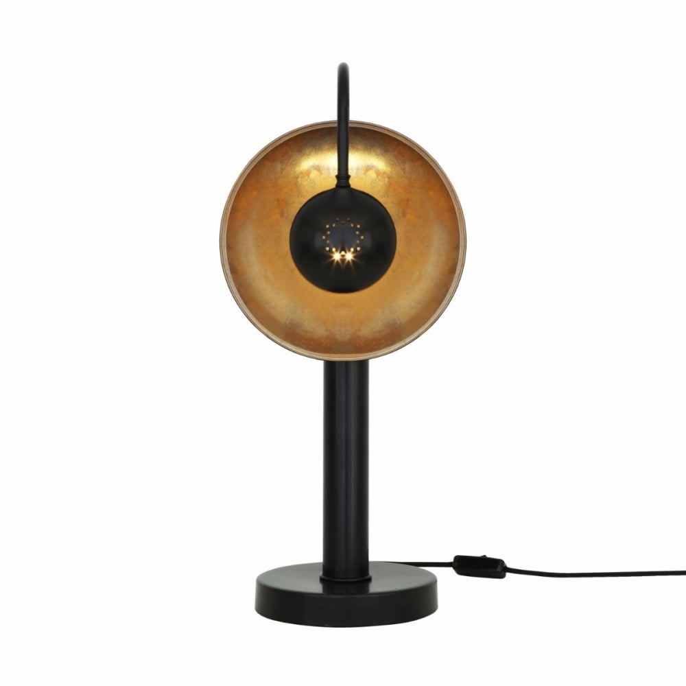 Matte Black & Antique Brass Orebro Industrial Table Lamp