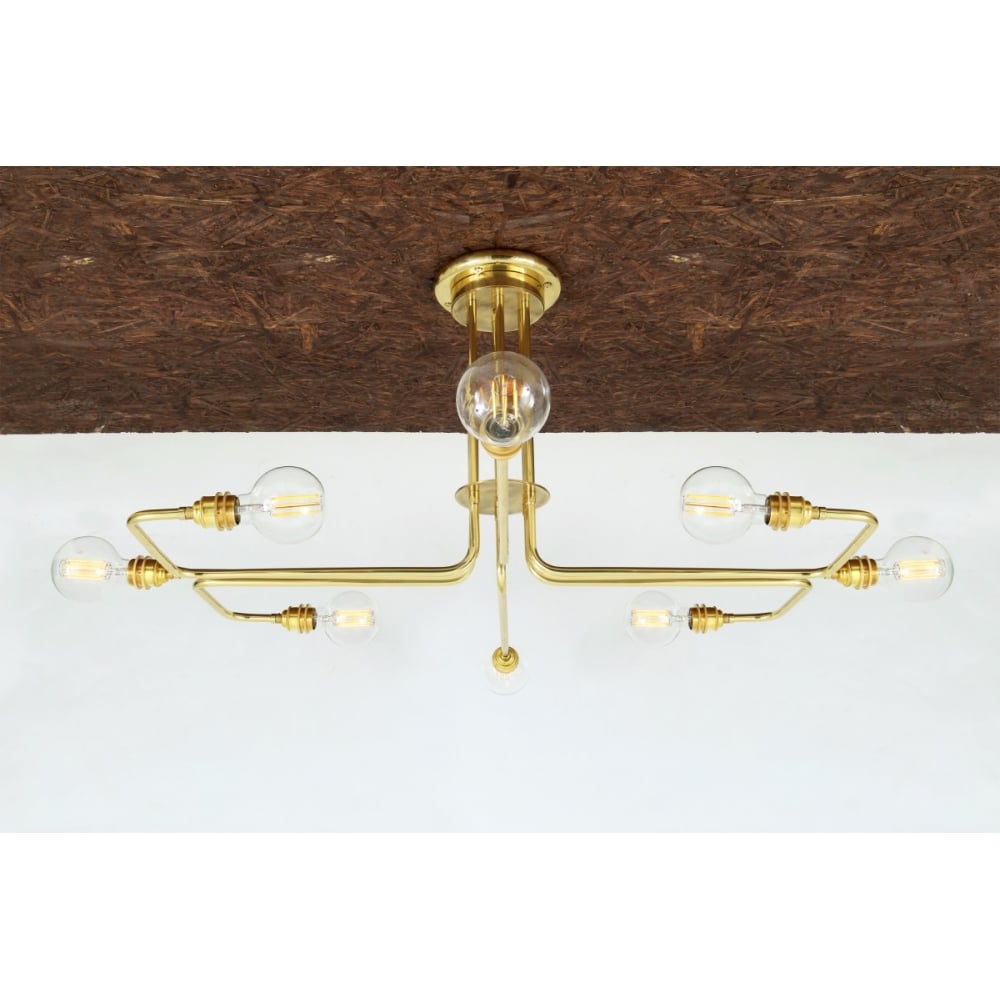Irbid Industrial Brass Chandelier with Glass Bulb Accents