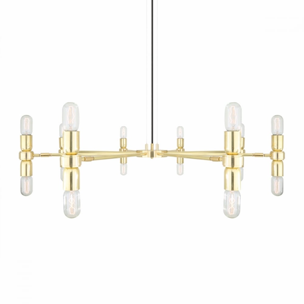 Kendu 16-Light Spiral Arm Chandelier in Antique Brass