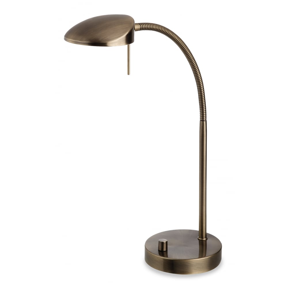 Elegant Curved LED Table Lamp with Adjustable Neck and Built-In Dimmer