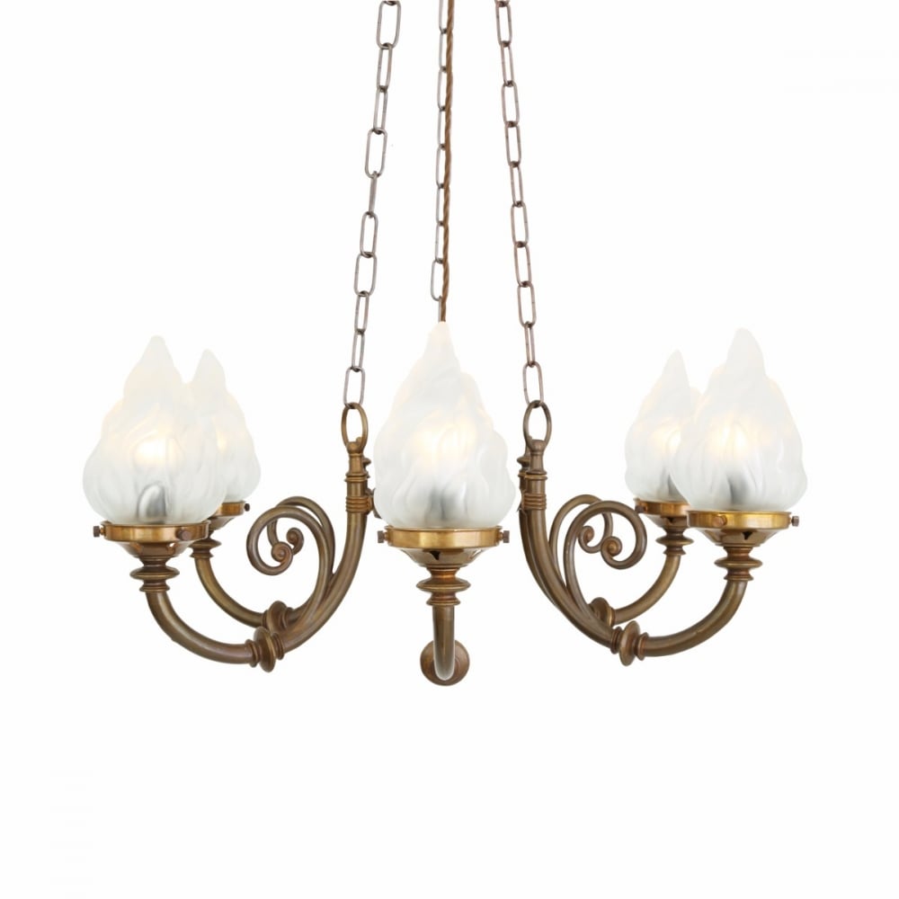 Darwin Vintage Elegance 6 Arm Brass Swirl Chandelier