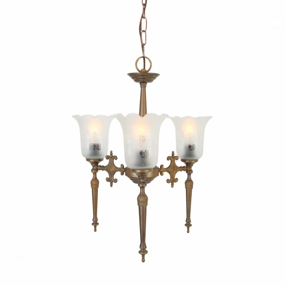 Sophisticated Allen Brass Chandelier with Triple Arm Elegance