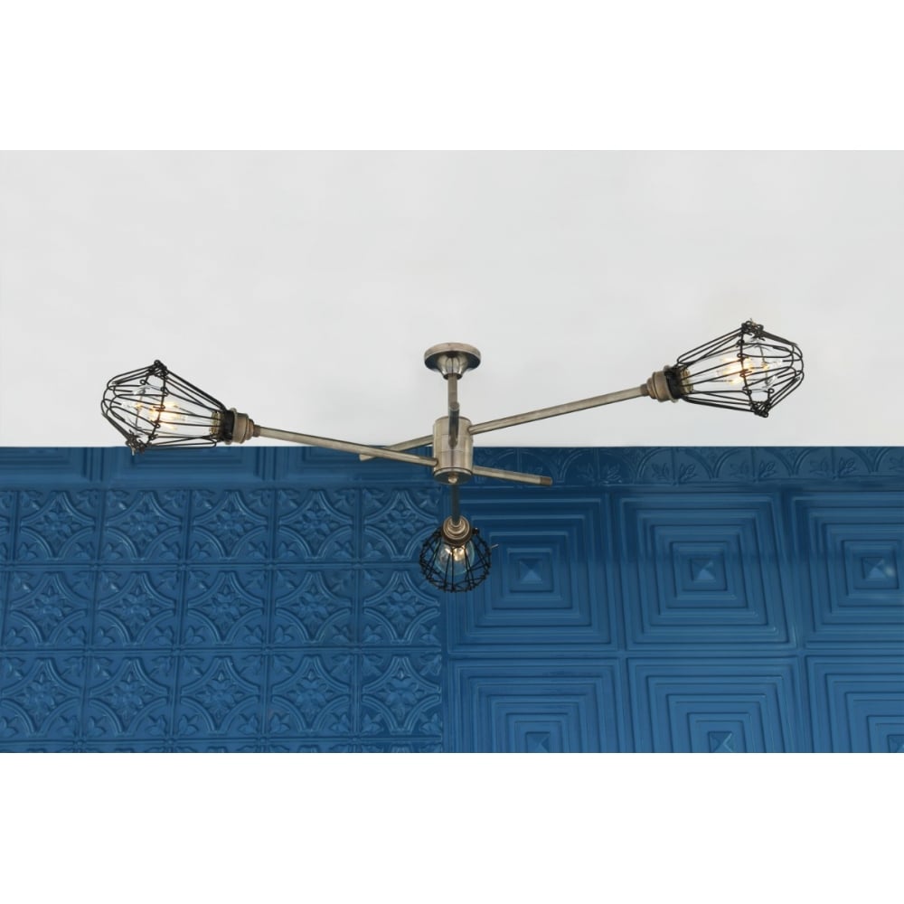 Antique Brass Industrial Cage Chandelier