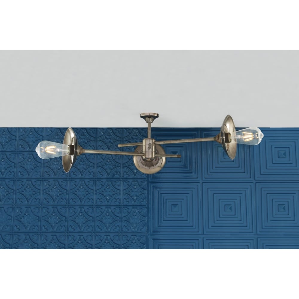 Antique Brass Reznor Flush Mount Chandelier