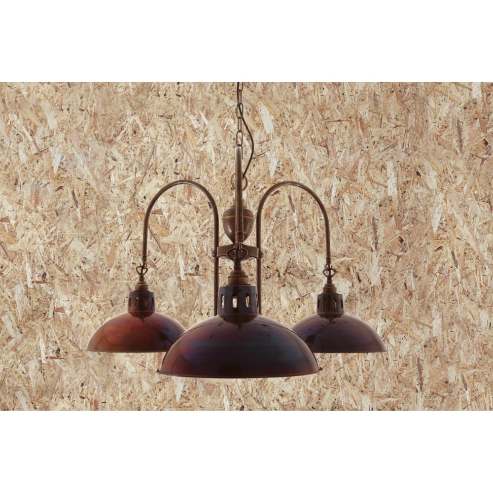 Goiania Trio Swirl Brass Ceiling Pendant with Open Bowl Design