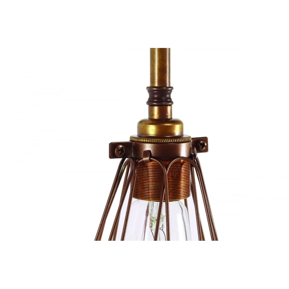 Vintage Industrial Wall Light with Brass Cage Design