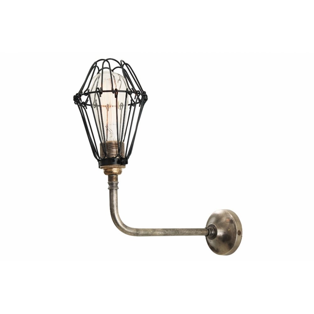 Vintage Industrial Wall Light with Brass Cage Design