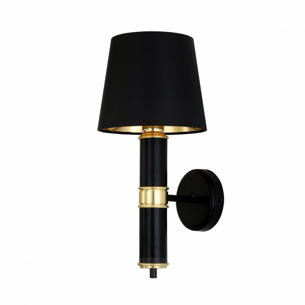 Kangos Traditional Wall Sconce in Black and Polished Brass