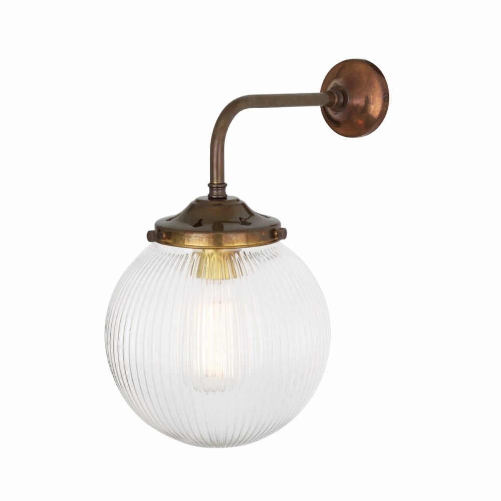 Antique Brass Stanley Wall Light with 20cm Prismatic Glass Shade