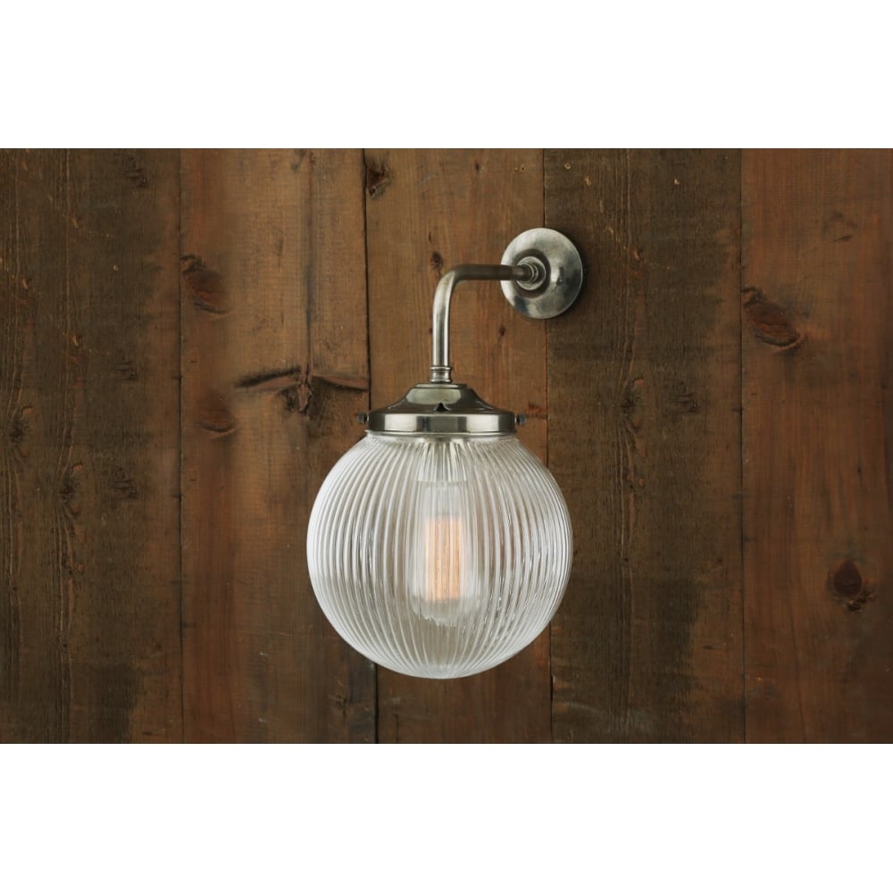 Antique Brass Stanley Wall Light with 20cm Prismatic Glass Shade