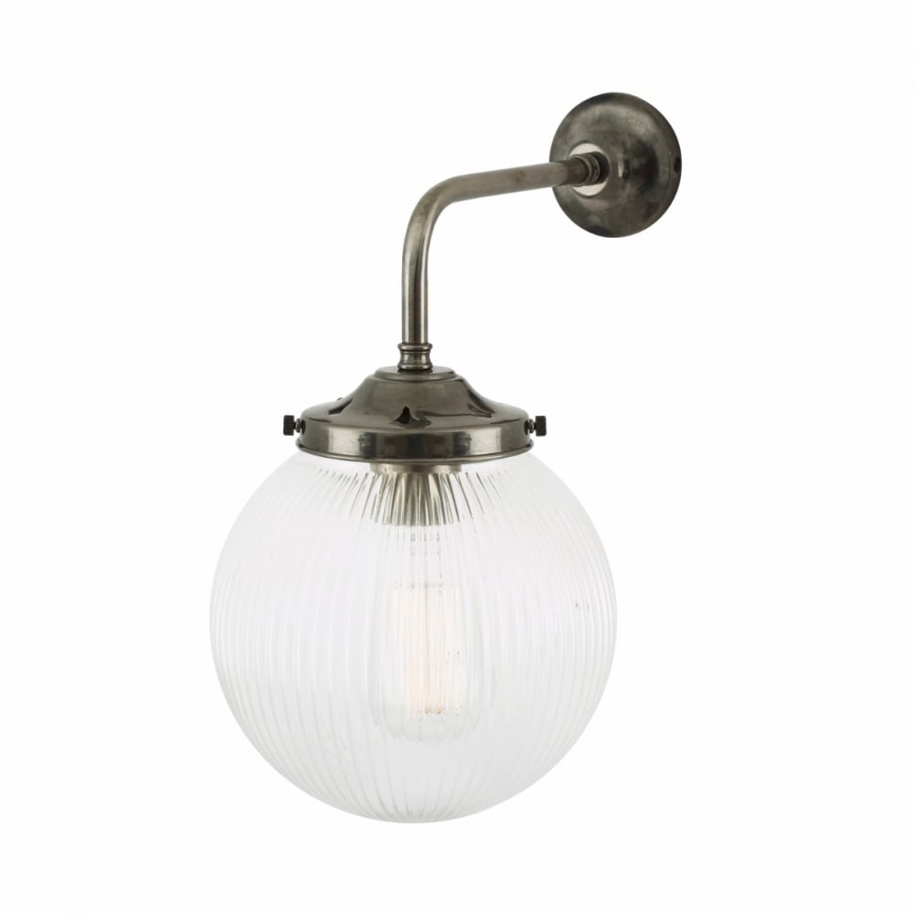 Antique Brass Stanley Wall Light with 20cm Prismatic Glass Shade