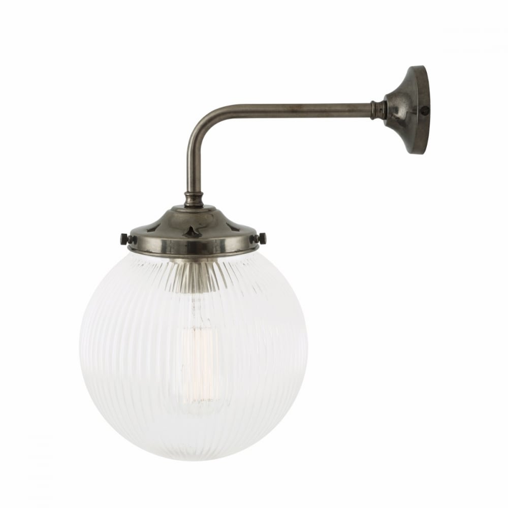 Antique Brass Stanley Wall Light with 20cm Prismatic Glass Shade