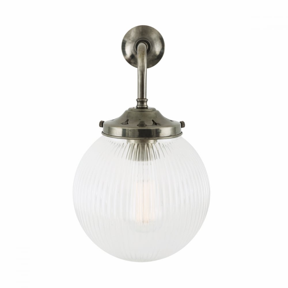 Antique Brass Stanley Wall Light with 20cm Prismatic Glass Shade