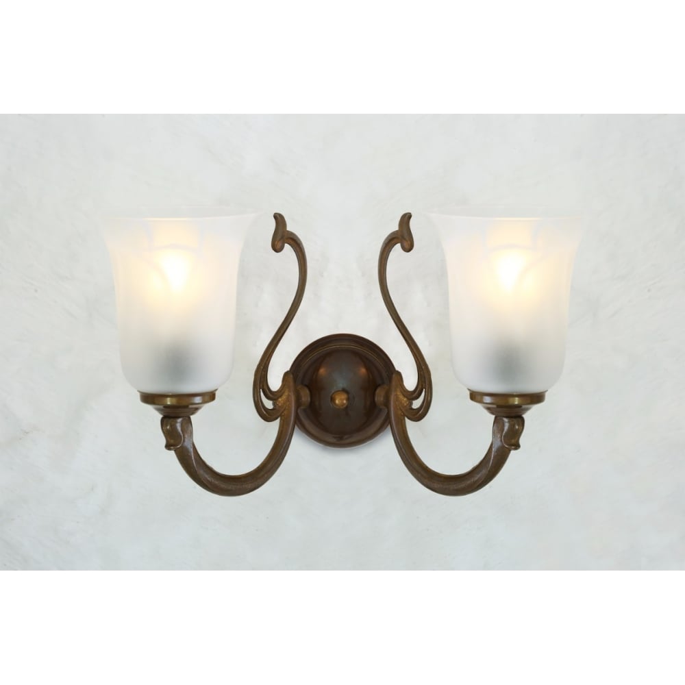 Classic Brisbane Double Arm Brass Wall Light Fixture