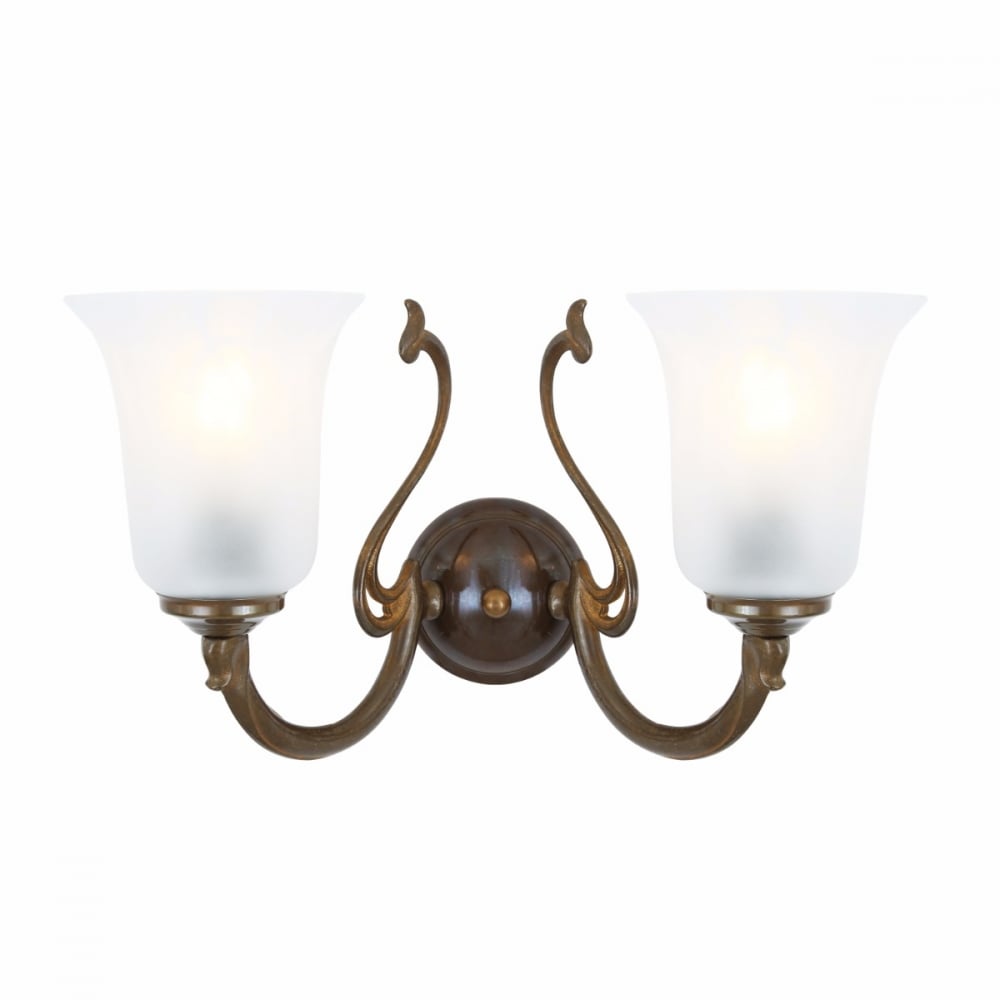Classic Brisbane Double Arm Brass Wall Light Fixture