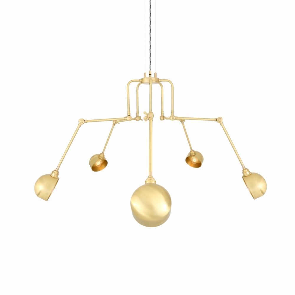 San Jose Five-Light Brass Chandelier with Adjustable Arms