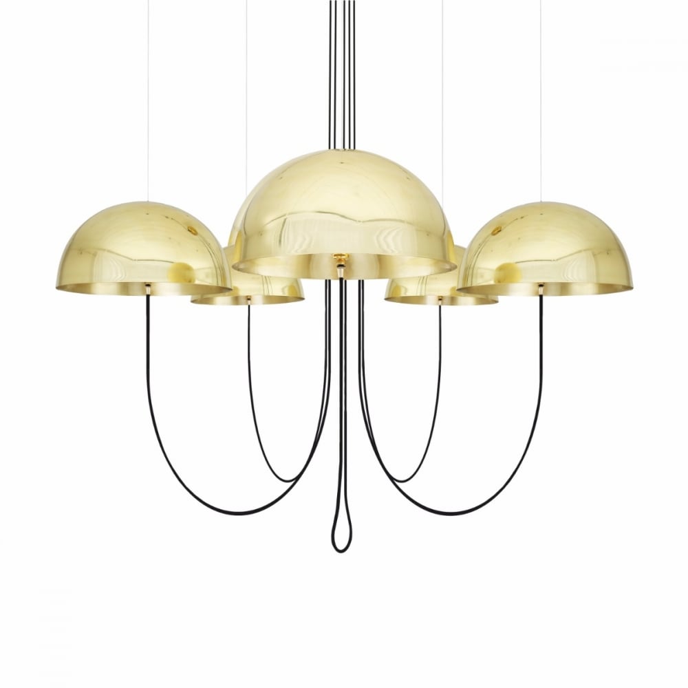 Elegant Brass Dome Chandelier with Floating Design
