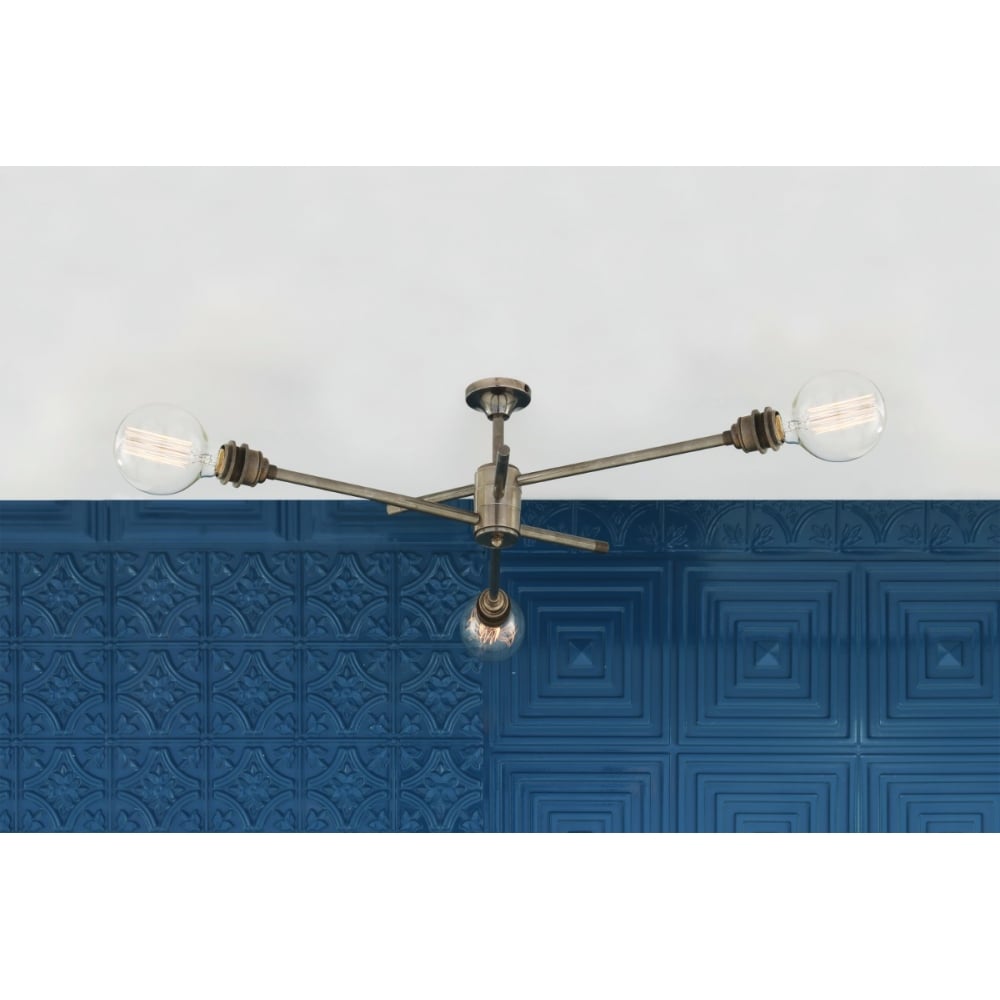 Mombasa Vintage Brass Chandelier with Three Elegant Arms