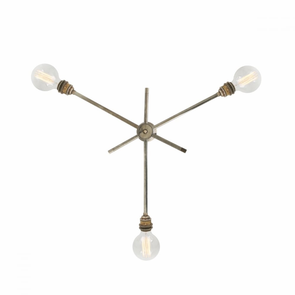 Mombasa Vintage Brass Chandelier with Three Elegant Arms