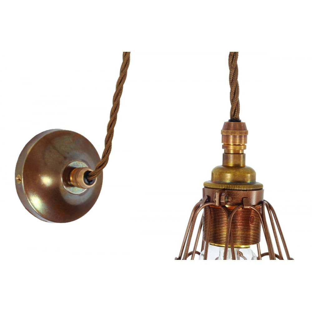 Vintage Industrial Apoch Cage Wall Sconce in Antique Brass