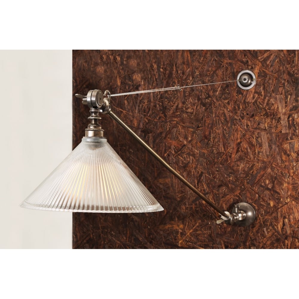 Nyx Adjustable Coolie Glass Wall Sconce in Antique Brass