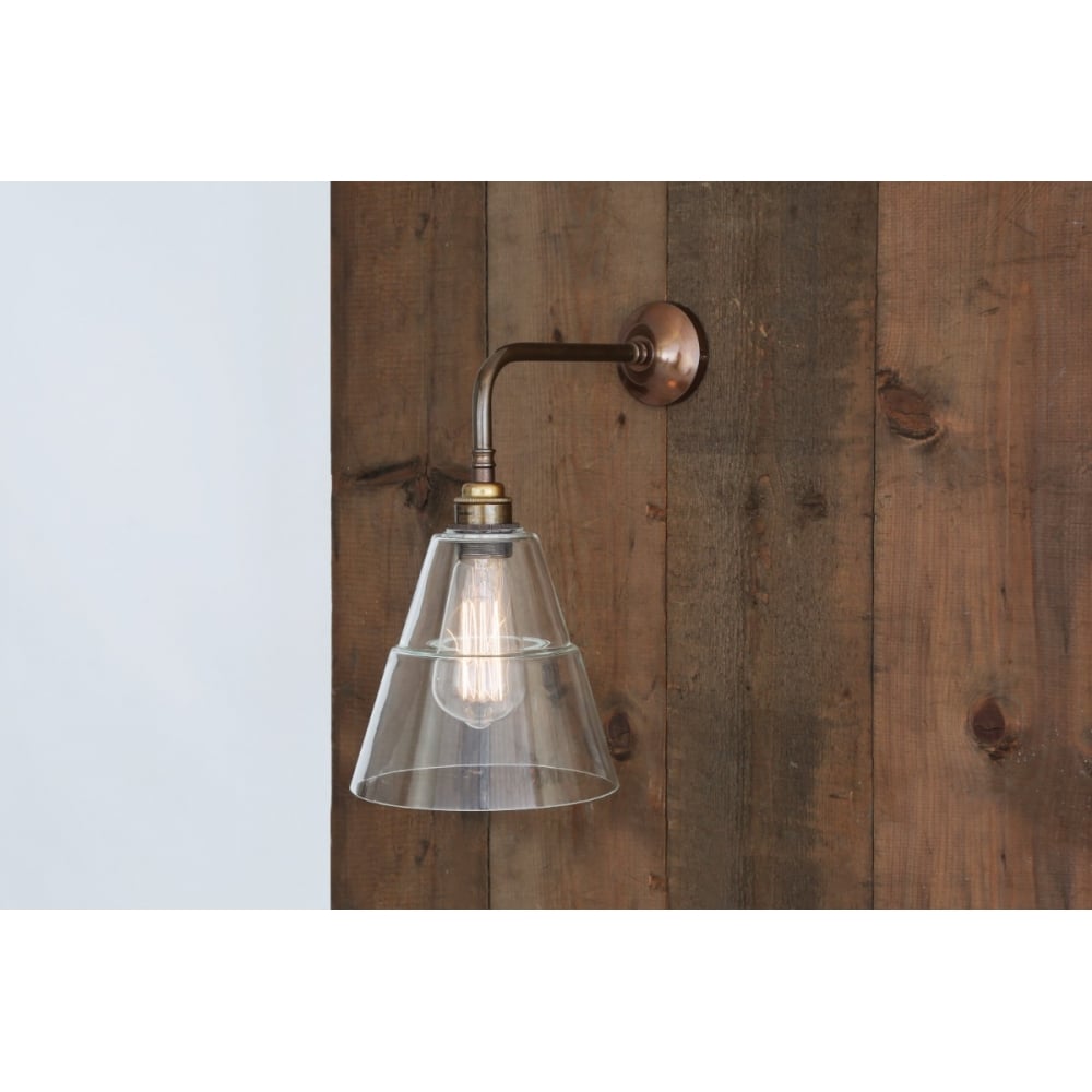 Lyx Antique Brass Wall Sconce with Clear Cone Glass Shade