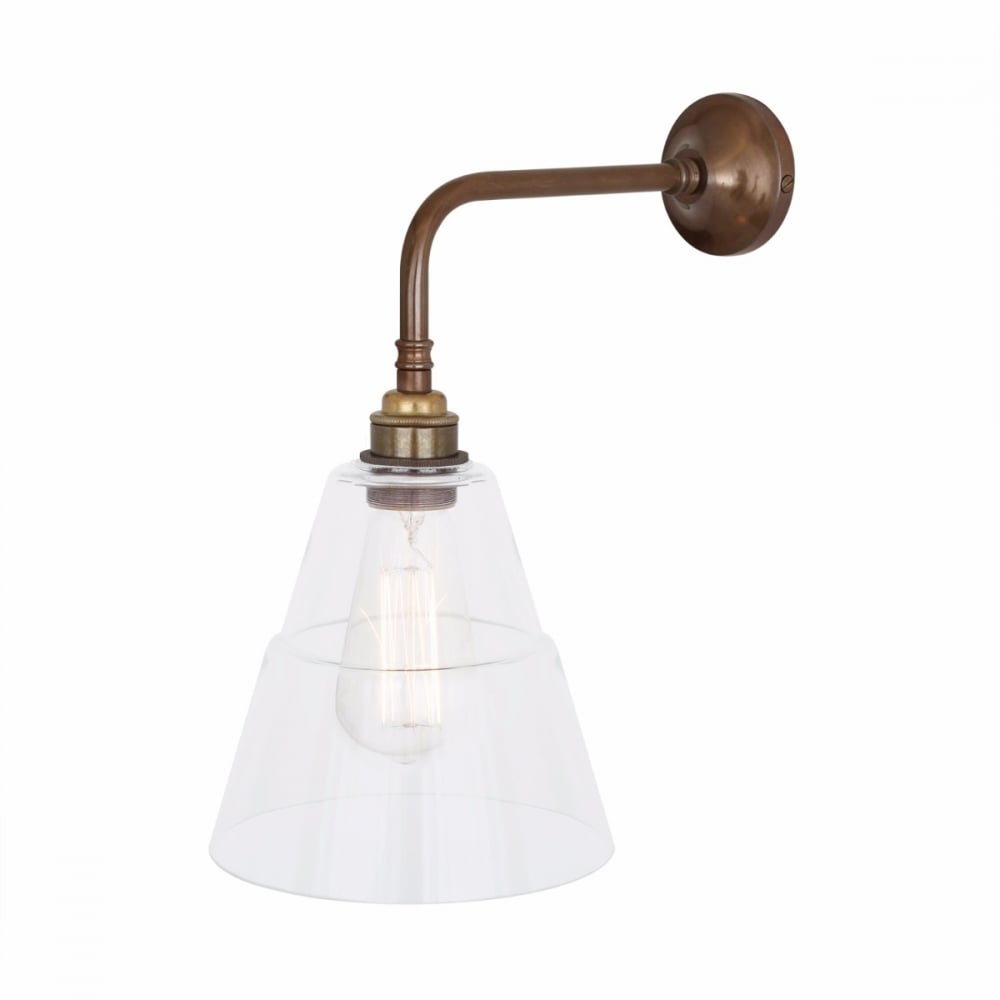 Lyx Antique Brass Wall Sconce with Clear Cone Glass Shade