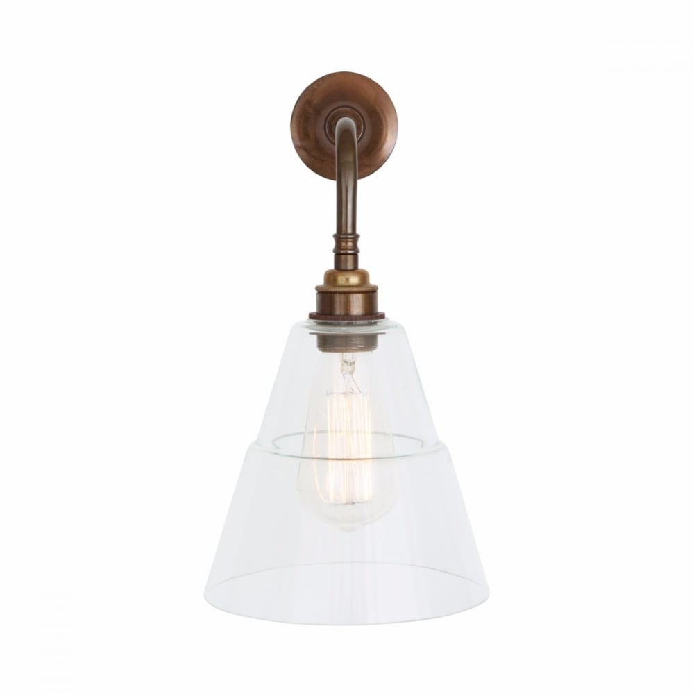 Lyx Antique Brass Wall Sconce with Clear Cone Glass Shade