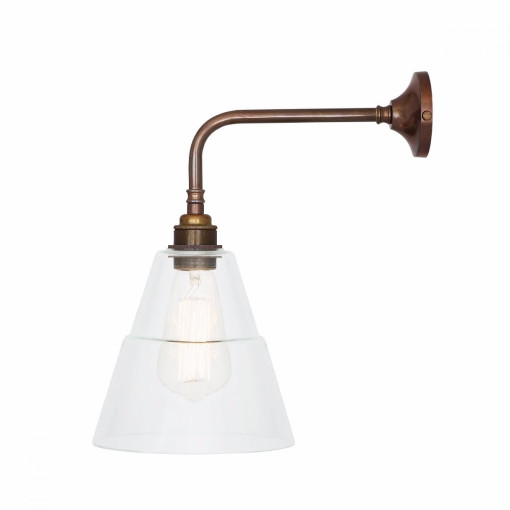 Lyx Antique Brass Wall Sconce with Clear Cone Glass Shade