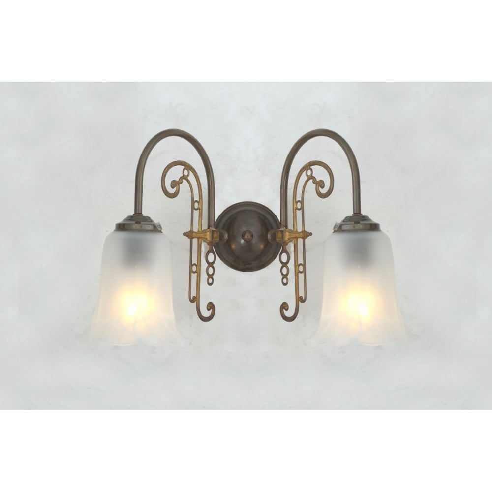 Antique Brass Medan Double Arm Wall Light