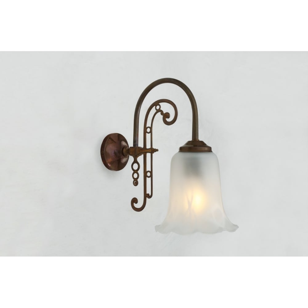 Medan Traditional Swan Neck Wall Light with Glass Shade