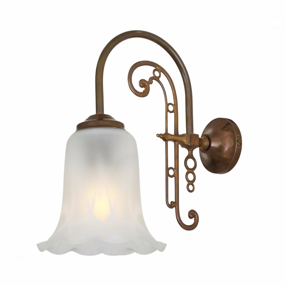 Medan Traditional Swan Neck Wall Light with Glass Shade