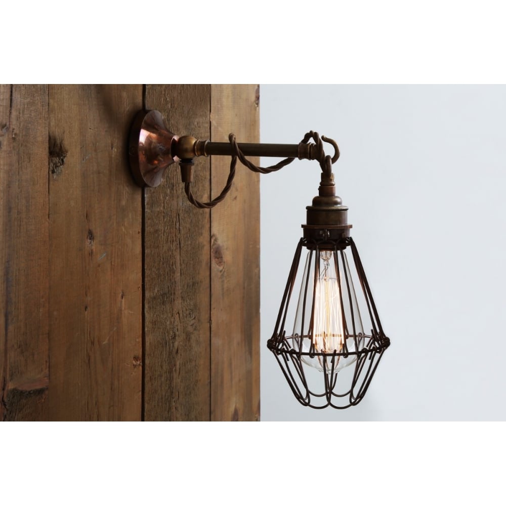Antique Brass & Industrial Cage Wall Sconce