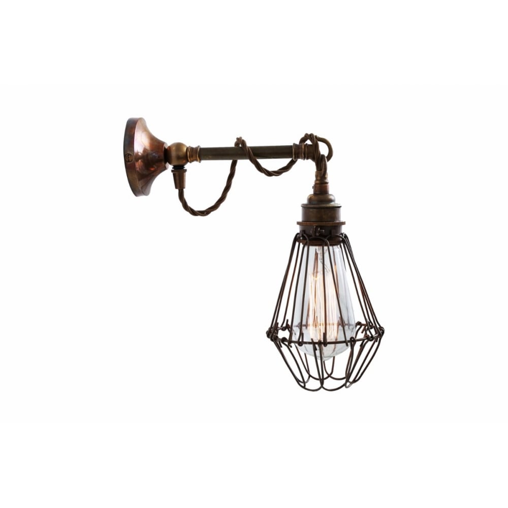 Antique Brass & Industrial Cage Wall Sconce