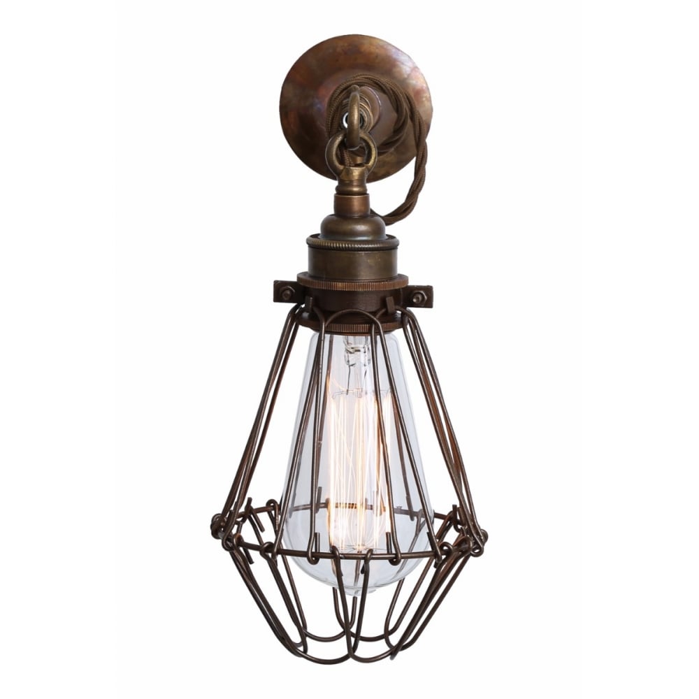 Antique Brass & Industrial Cage Wall Sconce