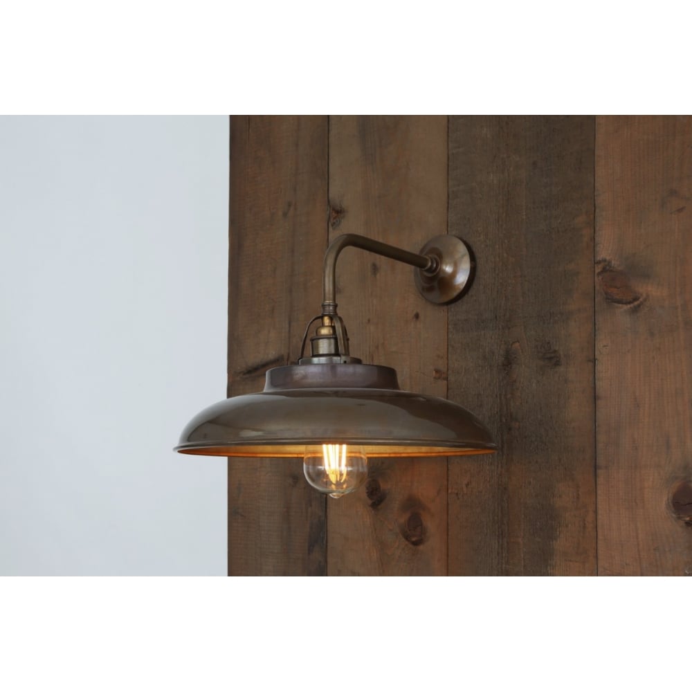 Telal Antique Brass Industrial Wall Light with Factory Shade