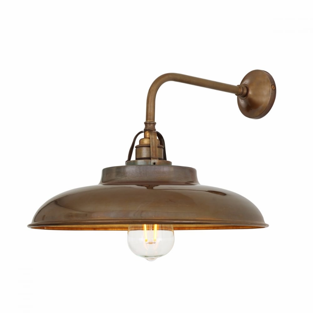 Telal Antique Brass Industrial Wall Light with Factory Shade