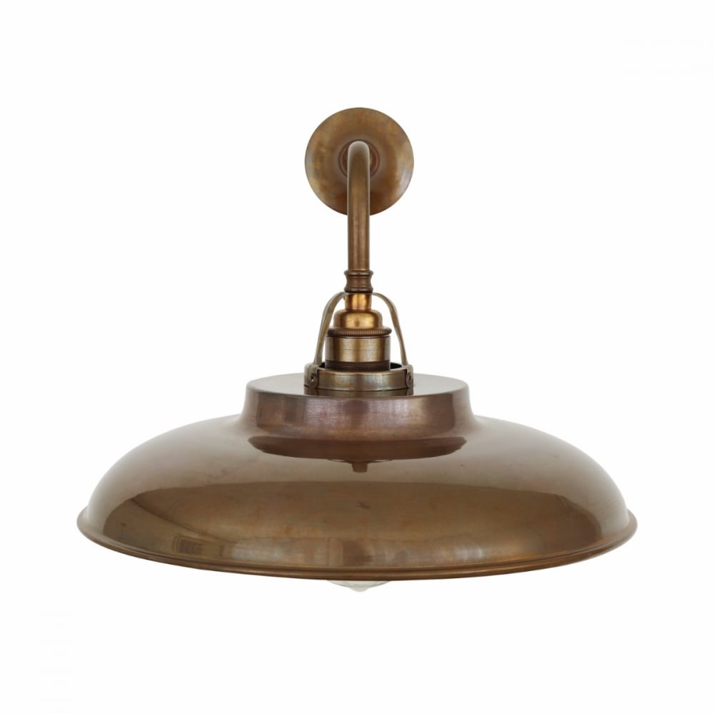 Telal Antique Brass Industrial Wall Light with Factory Shade