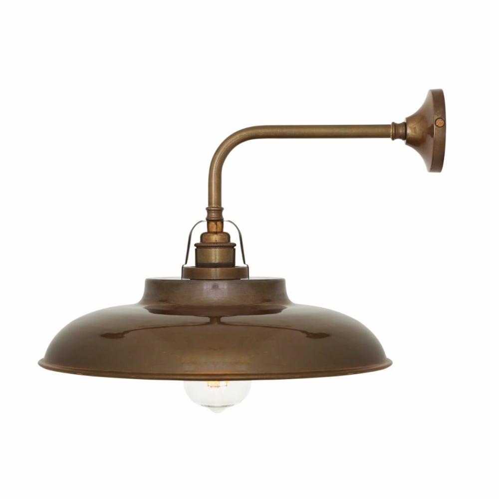 Telal Antique Brass Industrial Wall Light with Factory Shade