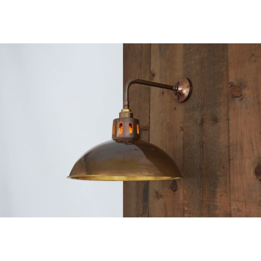 Antique Brass Industrial Dome Wall Light