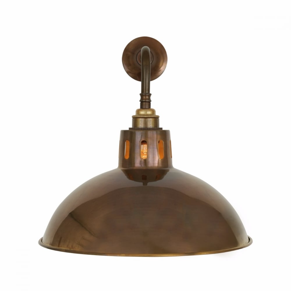 Antique Brass Industrial Dome Wall Light