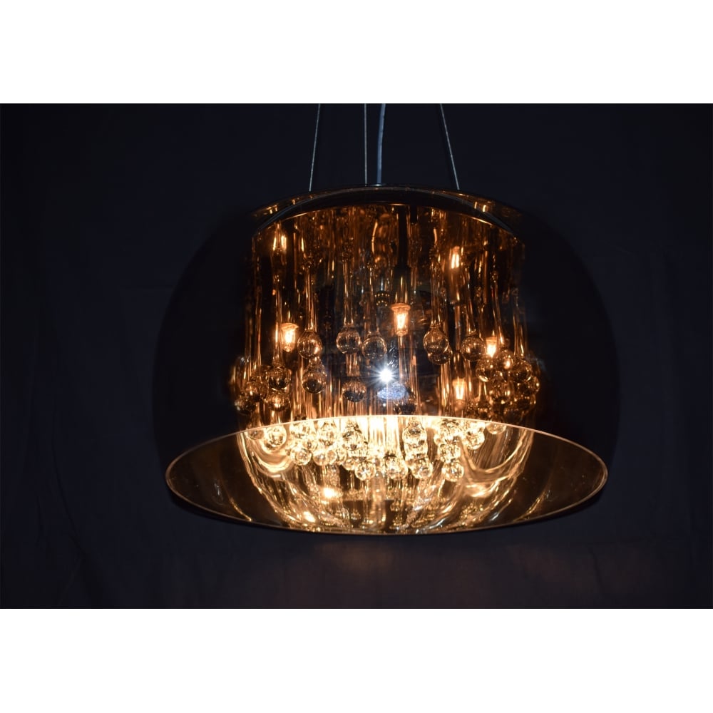 Argos 50cm Smoked Drum Crystal Pendant Light in Chrome Finish