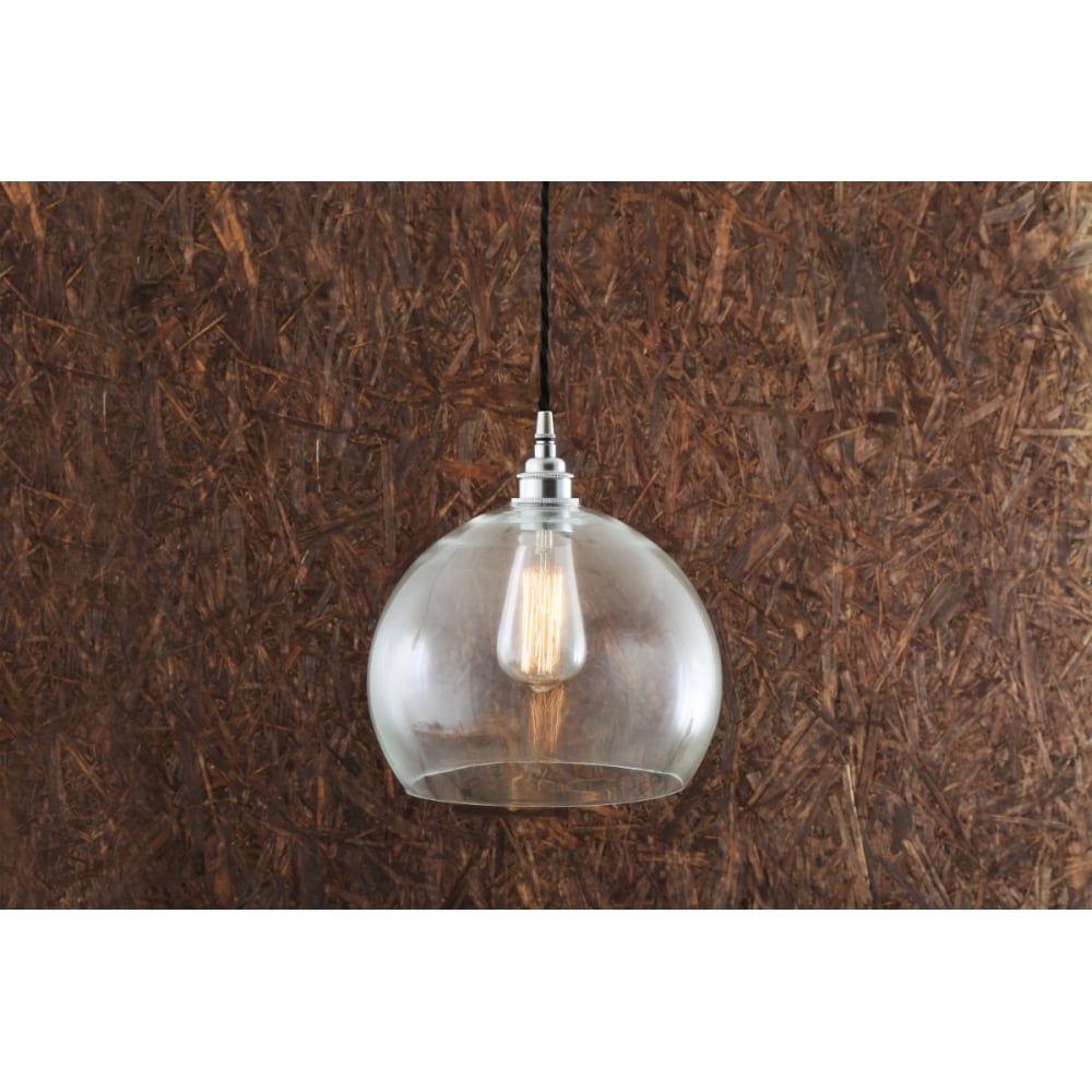 Vintage Brass & Glass Globe Pendant Light Fixture