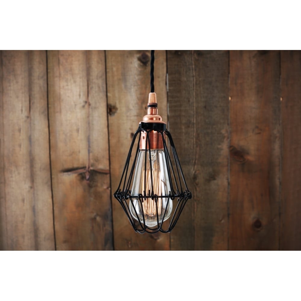 Vintage Juba Adjustable Cage Pendant Light Fixture