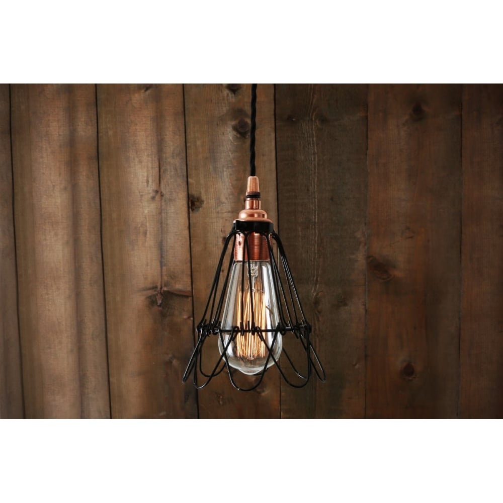 Vintage Juba Adjustable Cage Pendant Light Fixture