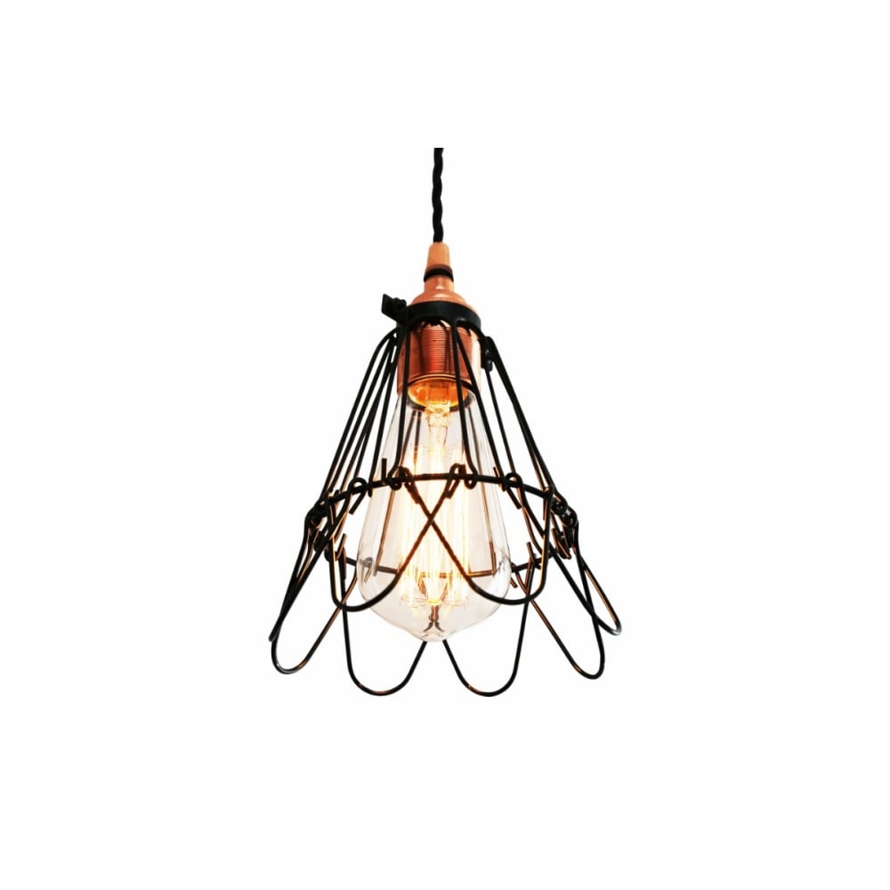 Vintage Juba Adjustable Cage Pendant Light Fixture
